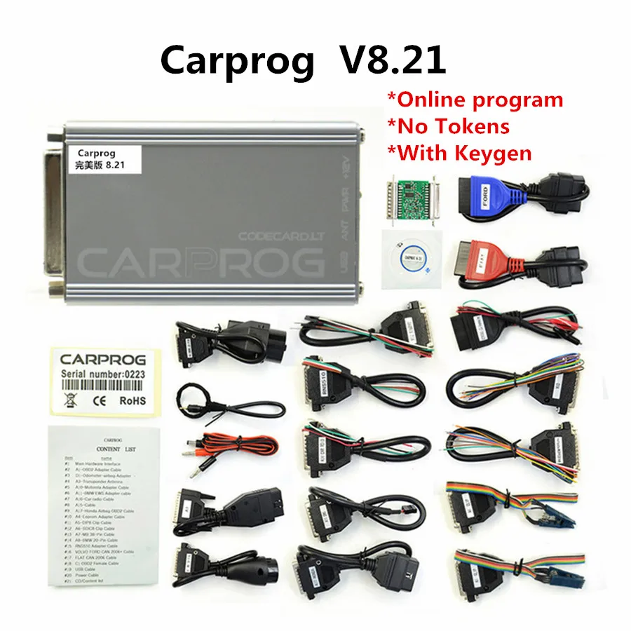 Инструмент для ремонта автомобилей программатор Carprog V8.21/V10.93 с 21 адаптером