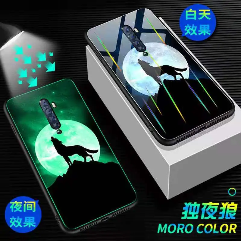 Светящийся закаленный чехол для OPPO Reno 2 чехол 6," стекло со свечением задняя крышка для OPPO Reno2 Reno 2 чехол силиконовый чехол - Цвет: J