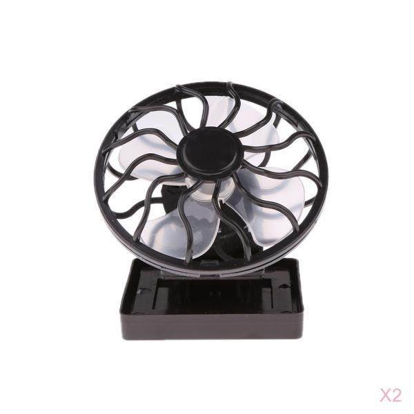 2Pcs ABS Plastic Sun Power Fan Solar Cell Fan Mini Portable Travel Black 2Pcs ABS Plastic Sun Power Fan Solar Cell Fan Mini Portable Travel Black
