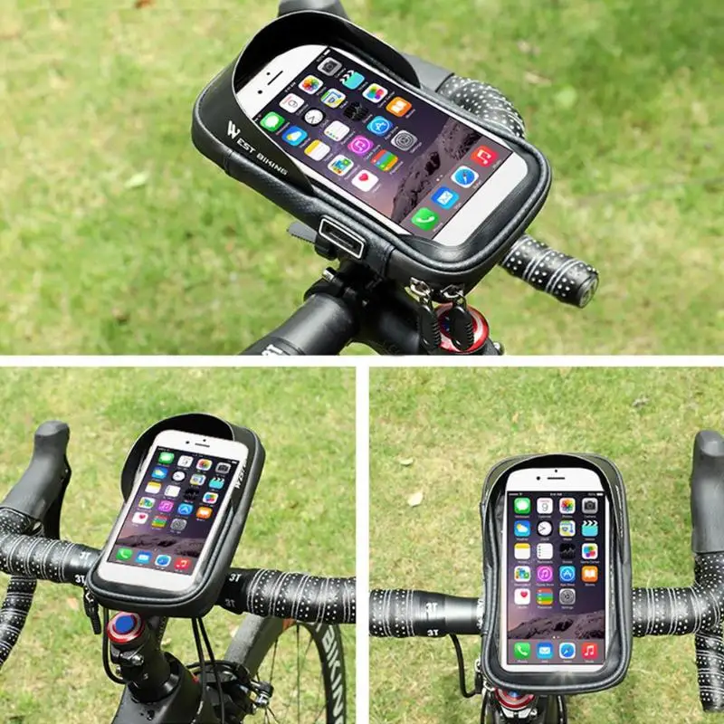 WEST BIKING велосипедный смартфон черная сумка Водонепроницаемый MTB руль верхняя трубка сенсорный экран сумки противоударные пакеты