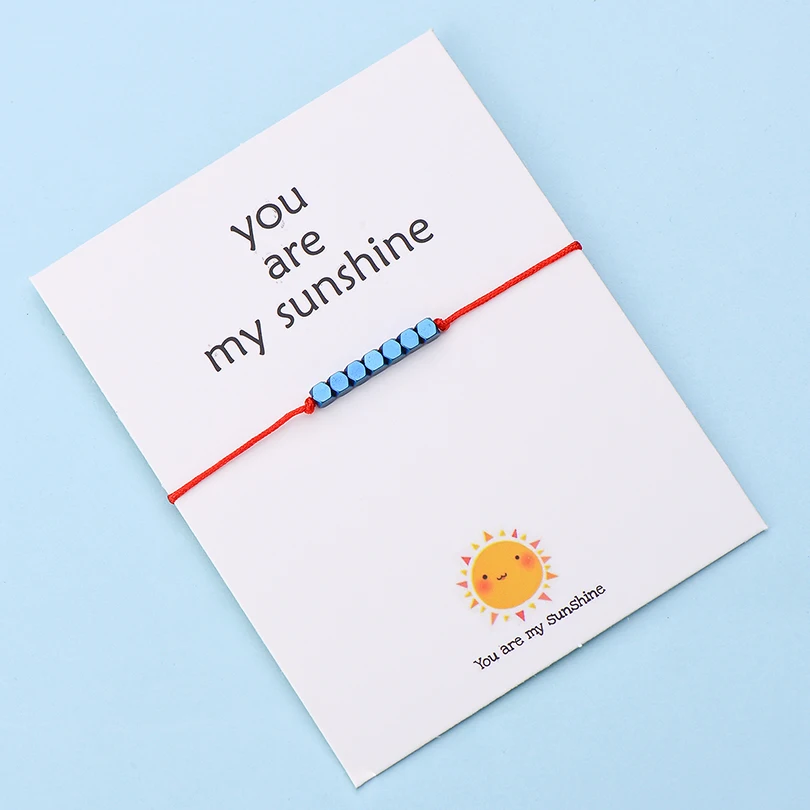 IYOE Wish Card You Are My Sunshine крошечные бусины браслеты с подвесками для женщин и мужчин геометрические бусины ручной работы красный браслет с нитью подарок