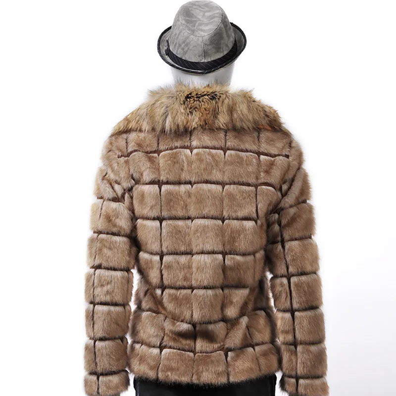 Мужские осенние зимние модные куртки из искусственного меха, Повседневная Верхняя одежда с меховым воротником, мужские пальто размера плюс из искусственного меха, мужские теплые меховые пальто