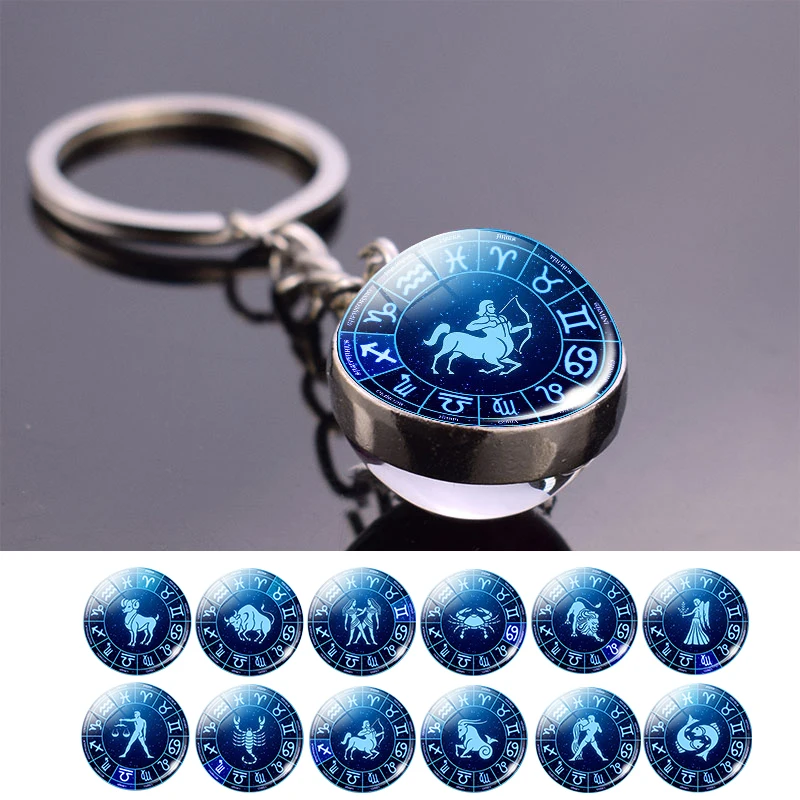 Новые 12 ювелирные изделия с созвездиями зодиакальный брелок стеклянный купол