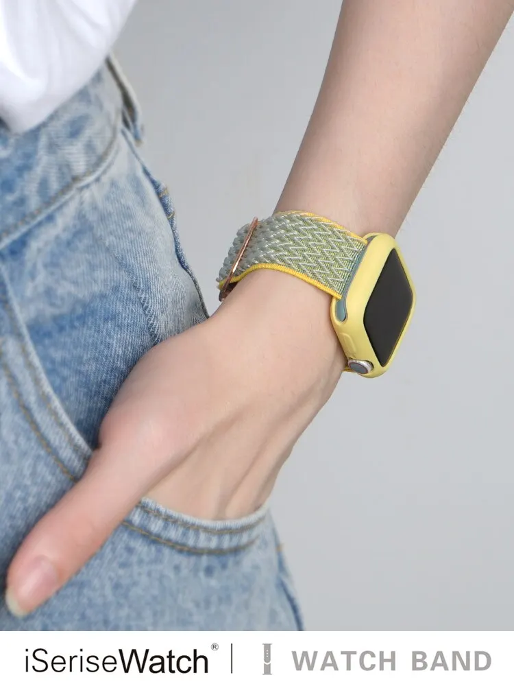 Nylon Strap for Apple Watch Band Ultra2-1 49mm 41mm 45 mm 38/42 Bohemian Elastic Bracelet iWatch Series 9 8 7 6 5 4 3 Se 40/44mm