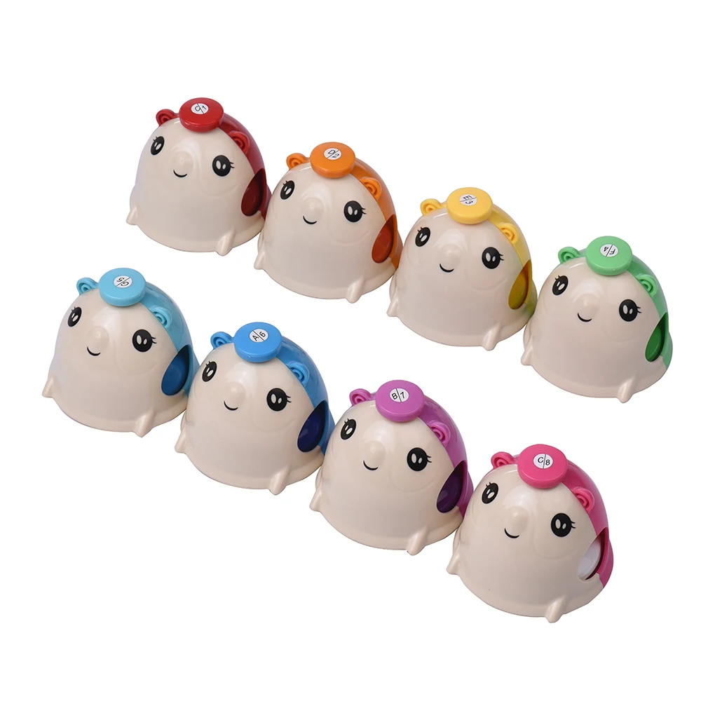 

8pcs/ Set Colorful Cute Cartoon Deskbell Mouse-shape Hand Bells Handbell Hand Percussion Bells Kit Musical Toy for Kids Children