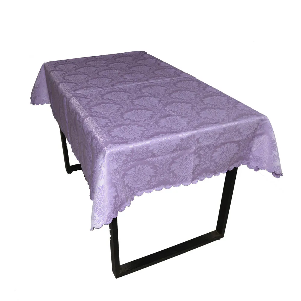 

New Arrival 1PC 140*180cm Multi Size Rectangle Polyester Hotel Table Cloth Cover Embroidered Floral Household Tablecloth Purple