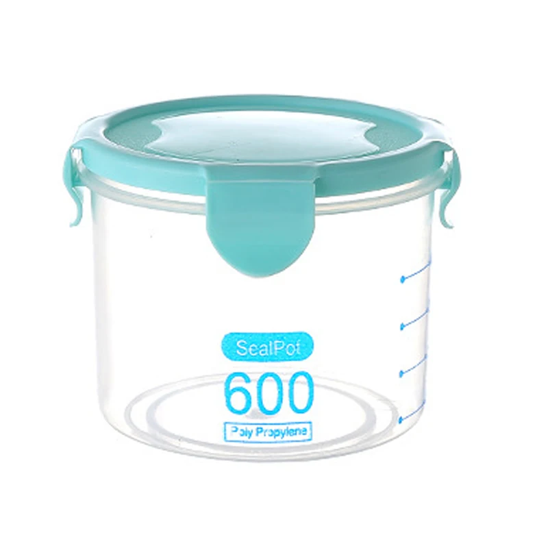 Kitchen Food Container Seal Pot Tea Coffee Candy Storage Tank Plastic Cereals Snacks Box Cookie Canister Jars For Spices 600Ml B | Дом и сад