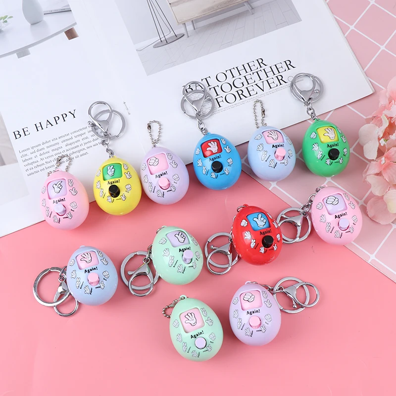 2019 1pc Family Games Keychain Rock Paper Scissors Play Toy Key Chain Key Ring Car Bag Decorate Pendant Charms Color Random