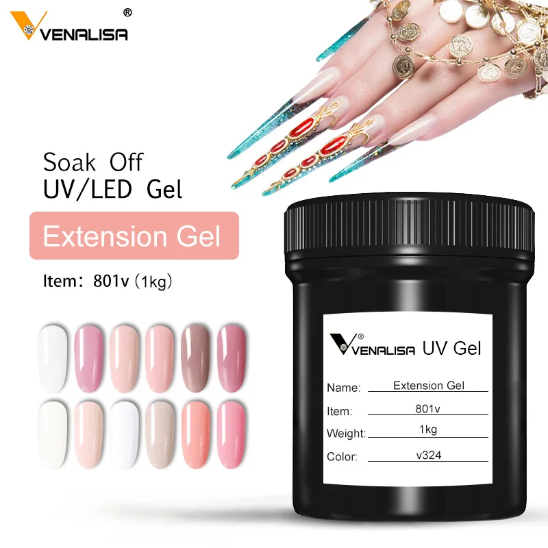 Светодиодный УФ-гель VENALISA 1 кг для наращивания желе-гель прозрачный 12 цветов