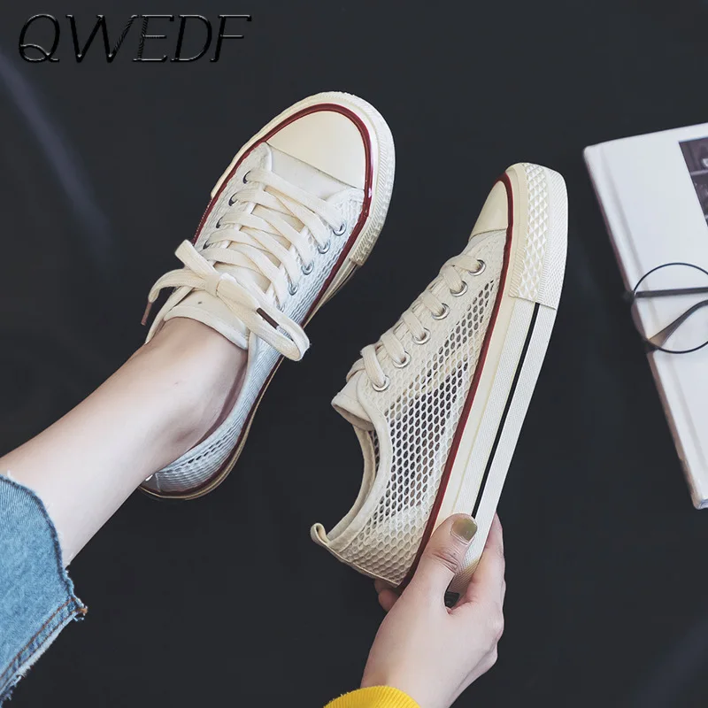 

Women shoes 2019 fashion autumn casual ladies shoes cutouts lace canvas hollow breathable platform shoes woman sneakers B4-73