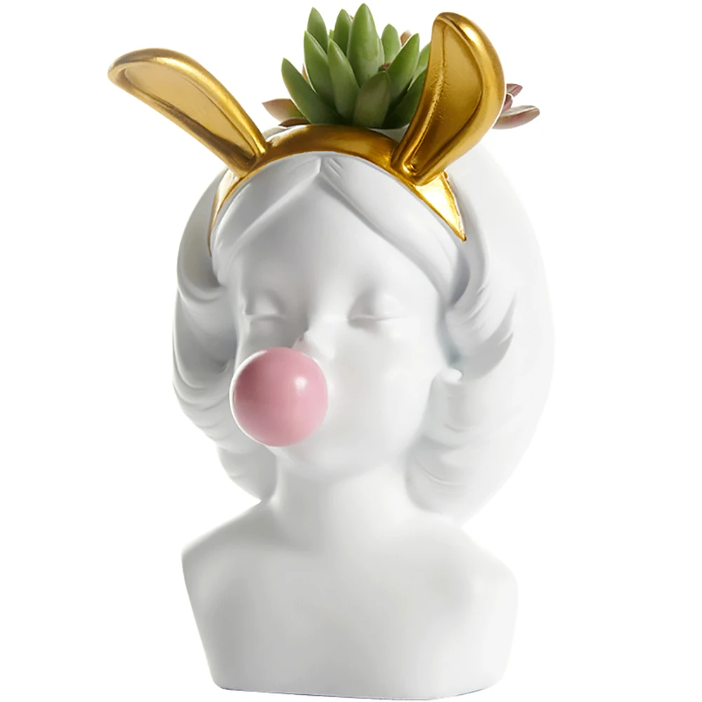 

Nordic Style Flower Plant Pot Blowing Bubbles Succulent Plant Stand Character Statue Flower Vase For Home Art Tabletop Decor