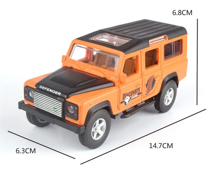 Модель SUV из сплава защитника высокого качества 1:32, моделирование литья под давлением звука и света обратно на внедорожные транспортные средства