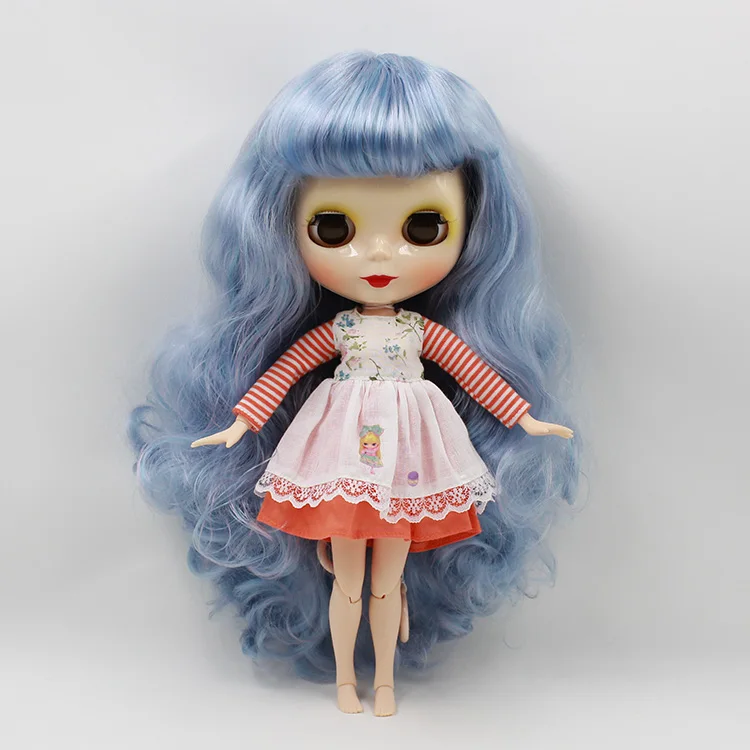 

Blyth doll with joint body Blue long hair B female with four colors big eyes Nude bjd doll 12 fashion dolls for girls gifts