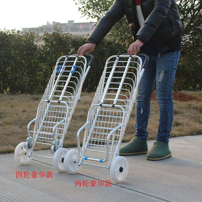  Shopping Cart Collapsible Portable Trolley Home Elderly Car Shopping Cart Aluminum Alloy Trolley Tr