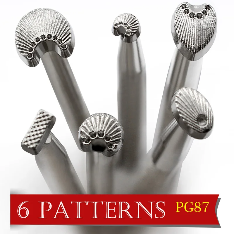 6 Patterns-Leather Stamping Tools Set for Working Printing Craft Designs Carving DIY Leathercraft Kit Wallet Saddle Appliance