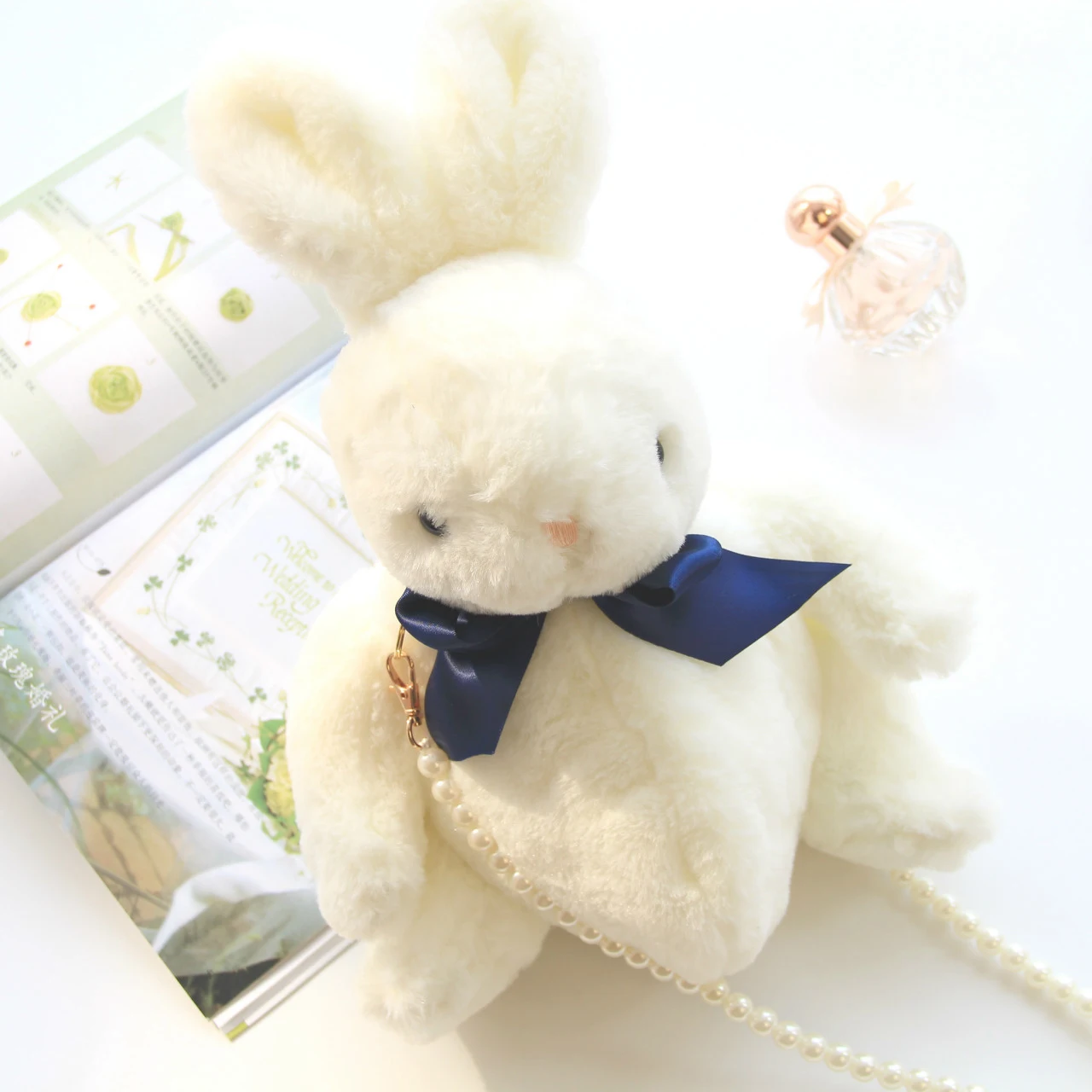 Плюшевые кошельки с кроликом, плюшевые игрушки, Мультяшные милые девушки, сердце, наклоняющееся над ручными жемчужинами, милые сумки для девочек, рюкзаки для взрослых