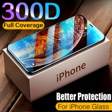 300d capa completa vidro temperado para o iphone 11 12 pro max protetor de tela de vidro protetor de proteção para o iphone 11 12 x xr xs max vidro