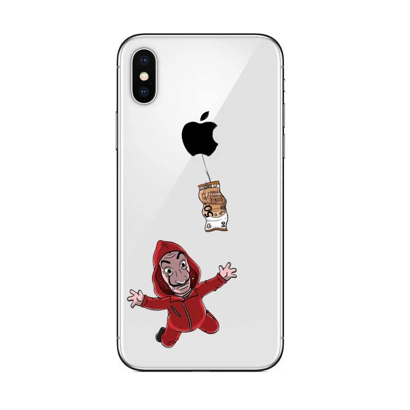 Для iPhone X Fundas для iPhone 5 5S SE 6 6S 7 8 Plus ТВ серии деньги Heist дом бумажная упаковка крутая мультяшная задняя крышка - Цвет: TPU