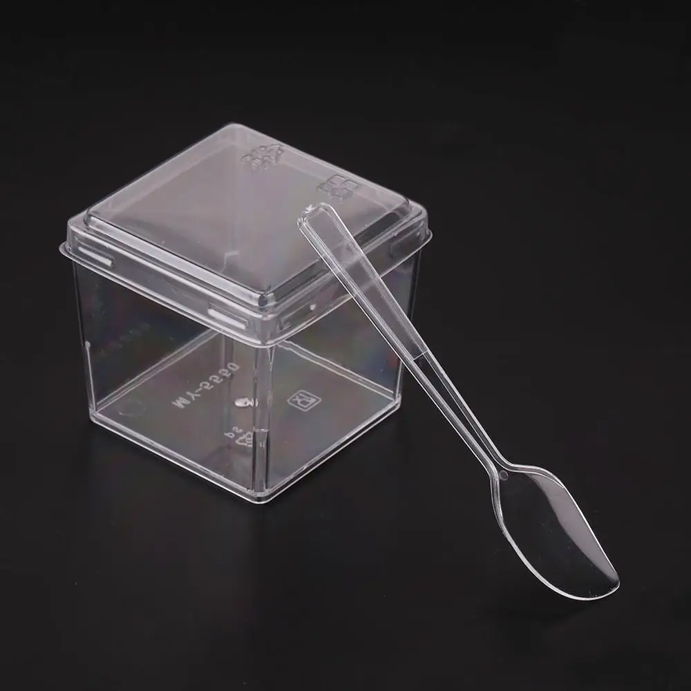 spoon 50 шт./компл. прозрачные одноразовые Пластик чашки/крышкой/Ложка вечерние материалы на день рождения, свадьбу одноразовая посуда чашки десерт - Цвет: spoon
