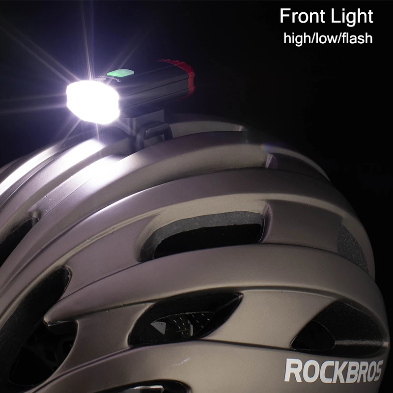 Discount ROCKBROS Cycling Bike Light Duplex Integrates Both Headlight and Safety Light USB Rechargeable MTB Helmet Front Handlebar Light 0