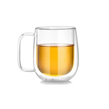 

Transparent Drink Glass 200ml Double-Layer High Borosilicate Glass Thick Handle Comfortable To Hold Heat-Resistant Coffee Mug