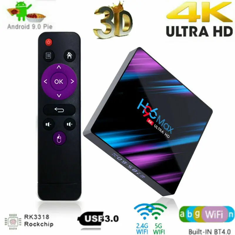 

2019 New H96 MAX RK3318 Smart TV BOX Android 9.0 4GB 64GB Quad Core 1080p 4K LED screen