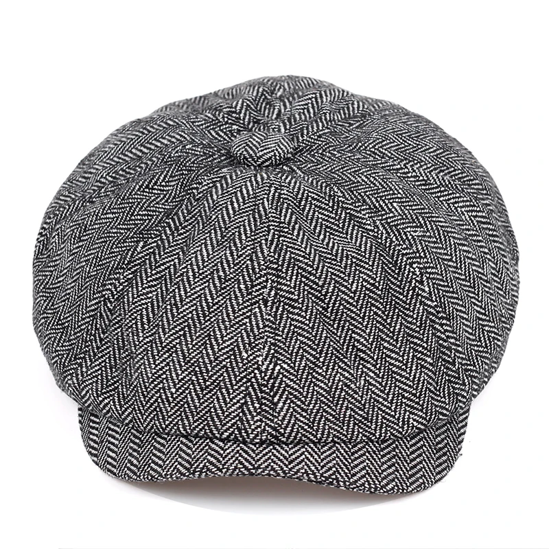 Retro Newsboy Caps Men Octagonal Hats Black British Painters Hats Autumn Winter Berets Herringbone Flat Caps Beret Hat Newsboy Cap Newsboy Hat Woolen Beret