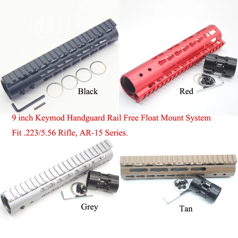 Черный/красный/коричневый/серый цвета 9 дюймов Keymod Handguard Rail Free Floating Mount System Fit .223/5.56