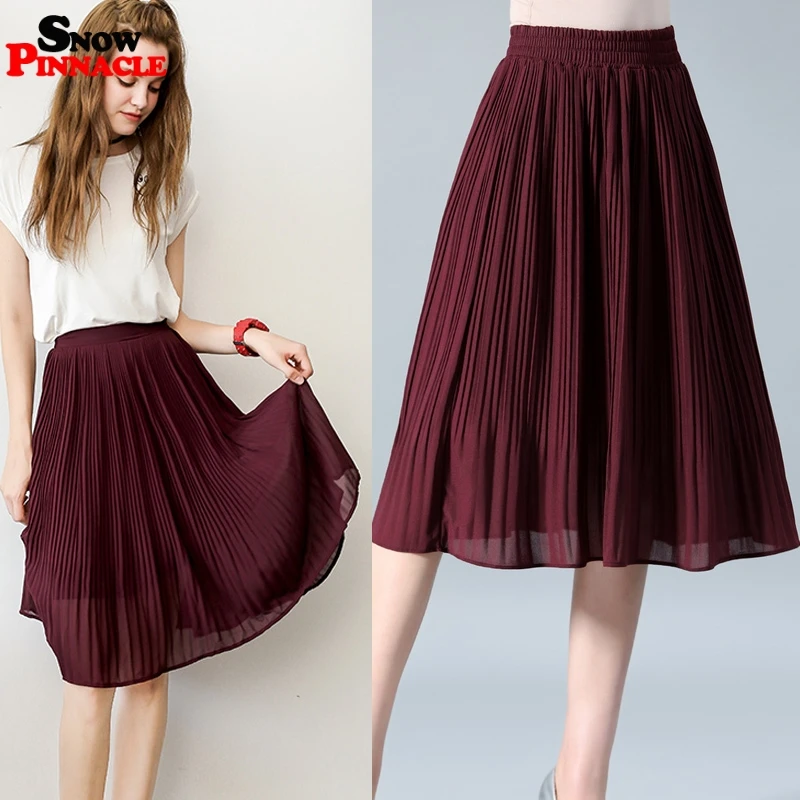 Юбка SNOW PINNACLE женская плиссированная шифоновая|chiffon skirt|pleated skirtmidi skirt | АлиЭкспресс