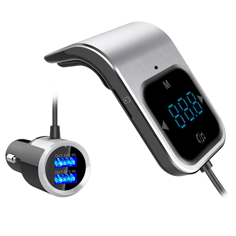 Silver Bluetooth автомобильный беспроводной bluetooth-приемник Зарядка для автомобиля AUX MP3-плеер fm-передатчик mp3-плеер с громкой связью - Цвет: Silver