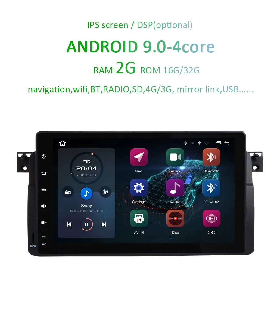 Sale Android 9.0 DSP IPS screen 64G car GPS for BMW E46 M3 MG ZT Rover 75 320 navigation multimedia AV output carplay NO DVD player 3