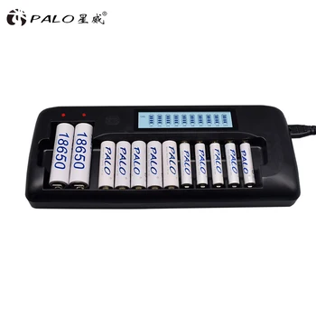 

PALO 12 Slot LCD Display Smart Charger For 1.2V AA/AAA SC Ni-MH/Cd Rechargeable Battery 3.7V Li-ion Battery 18650 17500 14500