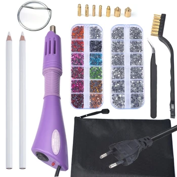 

Hotfix Applicator Tool Kit DIY Hot Fix Rhinestones 7 Tips Tweezers Wax Pencils