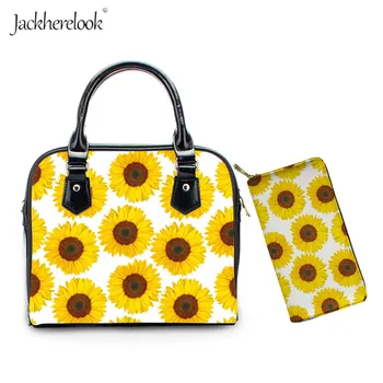 

Jackherelook Yellow Sunflower Hawaiian Floral Pattern Shoulder Bag 2pcs Ladies Handbag/Purse 3D Printed Lady Crossbody/Hand Bags