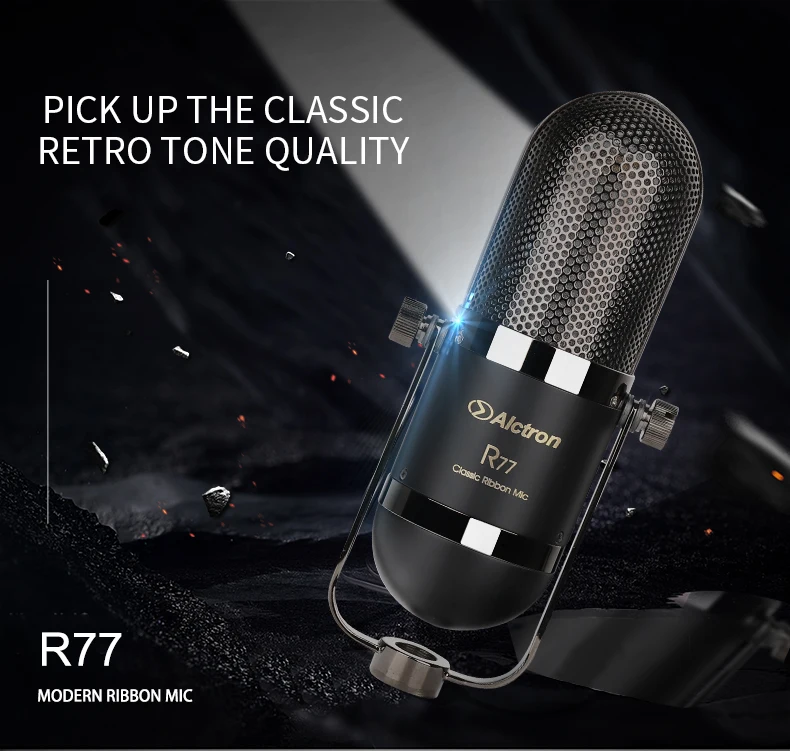 Alctron R77 профессиональная Классическая Лента Микрофон, рисунок-8 Полярный узор, для студийной записи вещания и усиления звука