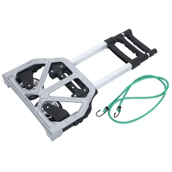 

70kg Capacity Aluminum Alloy Hand Truck Transport Cart Foldable Stacking Cart Wear-Resistant Luggage Carrier Hand Trolley Black