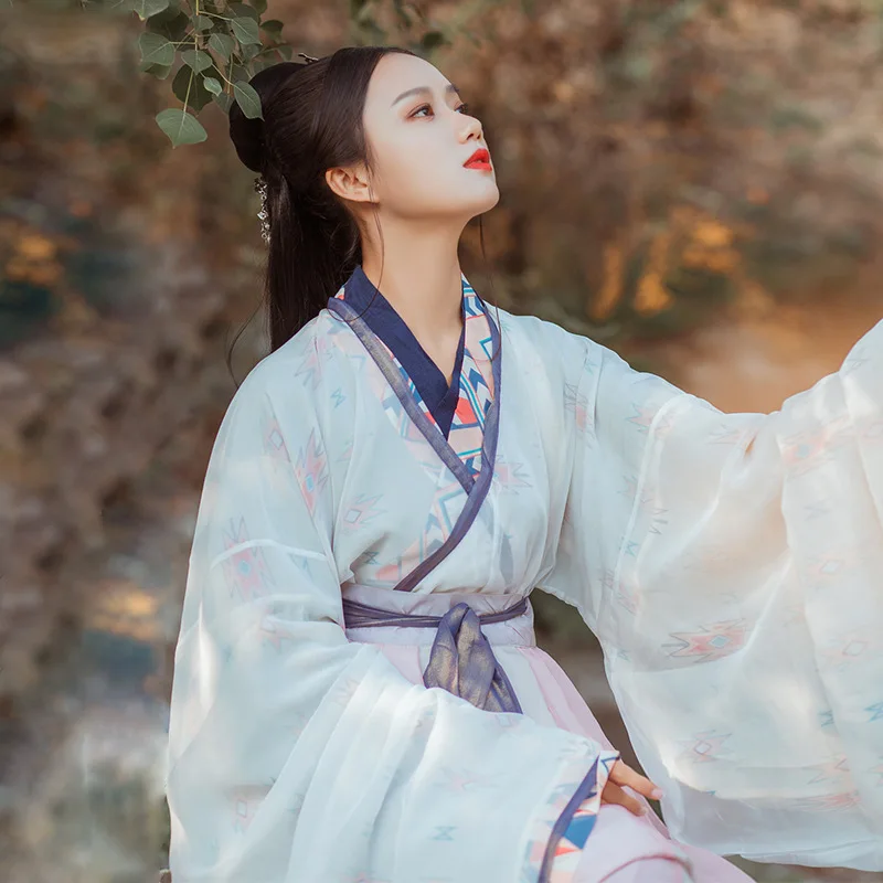 Hanfu Китайский народный танец костюм для женщины ханьфу, косплей древние костюмы Китайская традиционная фея платье карнавальный наряд SL1402