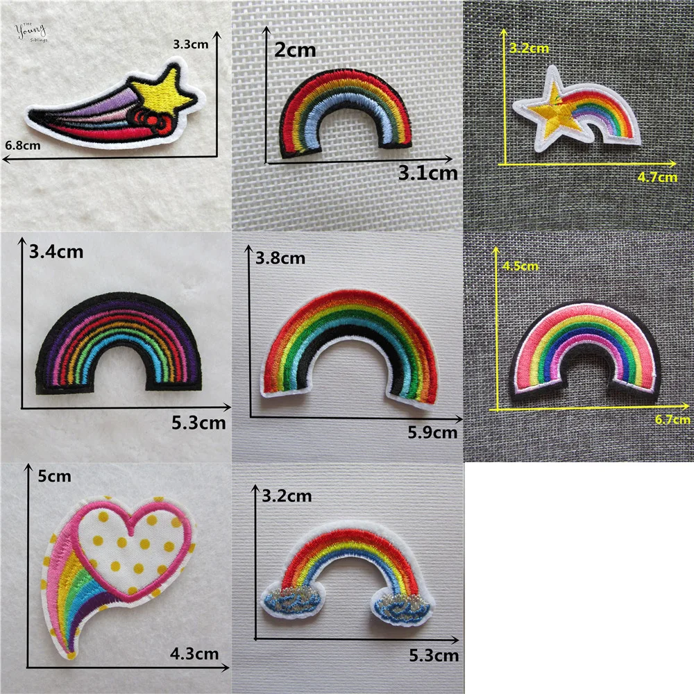 

Cheap Embroidered Iron On Patches For Clothes Sewing Rainbow Patches Stripes on clothes Cute Stickers DIY Motif Applique badge