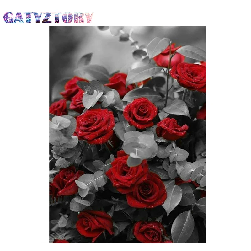 

GATYZTORY Full Drill Diamond Painting flowers Crafts Diamond Embroidery Flowers Rhinestones Pictures Full Display Home Decor