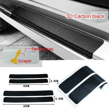 

4pcs 60/40*6.7 Car Door Sill Anti Kick Stickers Scuff Anti Scratch Carbon Fiber 3D Auto Door Accessories Black Red Silver Blue