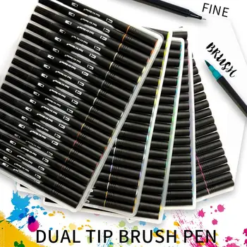 

High Quality 100 Color Art Markers Dual Tips Brush Fineliner Pen Water for Calligraphy Watercolor Brush Paint Brushes Stationery