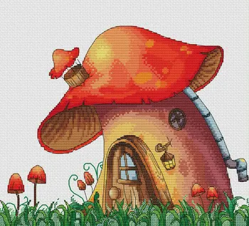

GG Piggyhan pig cross stitch kit Animal cotton thread SODA-3248 Picnic Cat stitching embroidery DIY Mushroom house