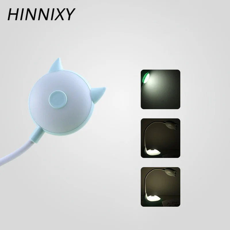 Hinnixy Настольная лампа с мультяшным котом розовый синий регулируемой яркостью