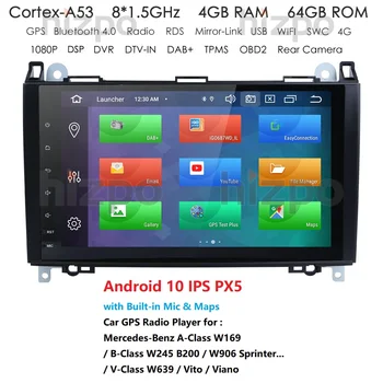 

IPS 4GB 1din Car Radio GPS Stereo for Mercedes Sprinter W906 Benz B200 A B Class W169 W245 Viano Vito W639 Multimeida Navigation