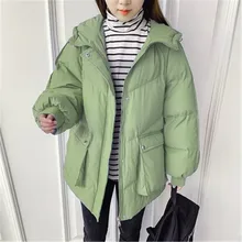 

2022New Short Winter Jacket Women Warm Hooded Down Cotton Jacket Parkas Female Casual Loose Outwear Korean Cotton-padded Coat