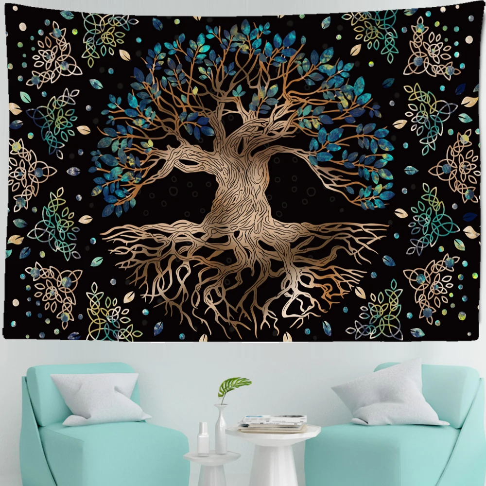 Tapestry Decor Tree of life Mushroom Forest Fairy Tale Castle