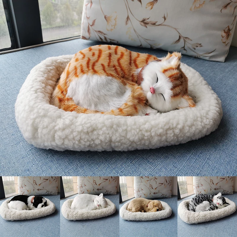 Cat Doll Breathing Cat Simulation Cat Plush Toy Static Model Cute Doll Kitten Animal Decoration