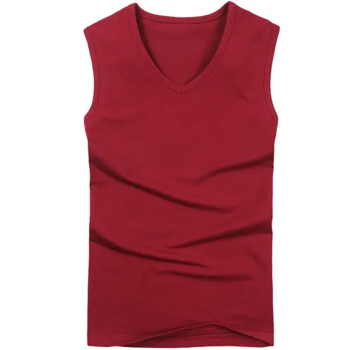 V neck Wine Модная брендовая мужская майка из 85% хлопка с круглым вырезом, летняя мужская майка без рукавов с v-образным вырезом, красивый повседневный жилет белого/серого/черного цвета - Цвет: V neck Wine