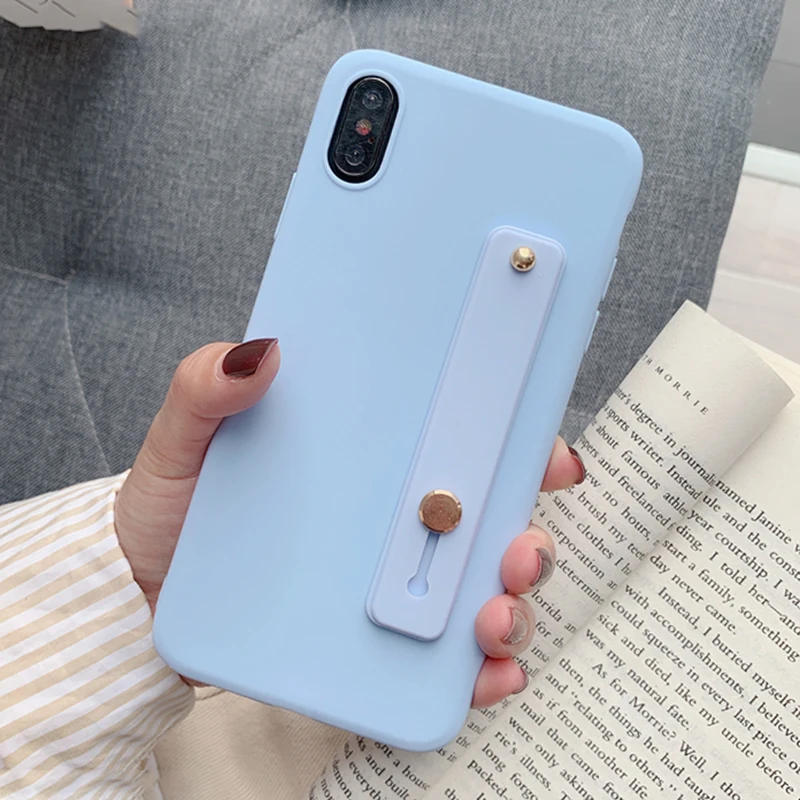 Простой матовый чехол из ТПУ с подставкой для Motorola Moto G7 power G6 Plus G5S G5 E5 Play E4+ X4 C Z3 наручный ремешок чехол - Цвет: WristStand Purple