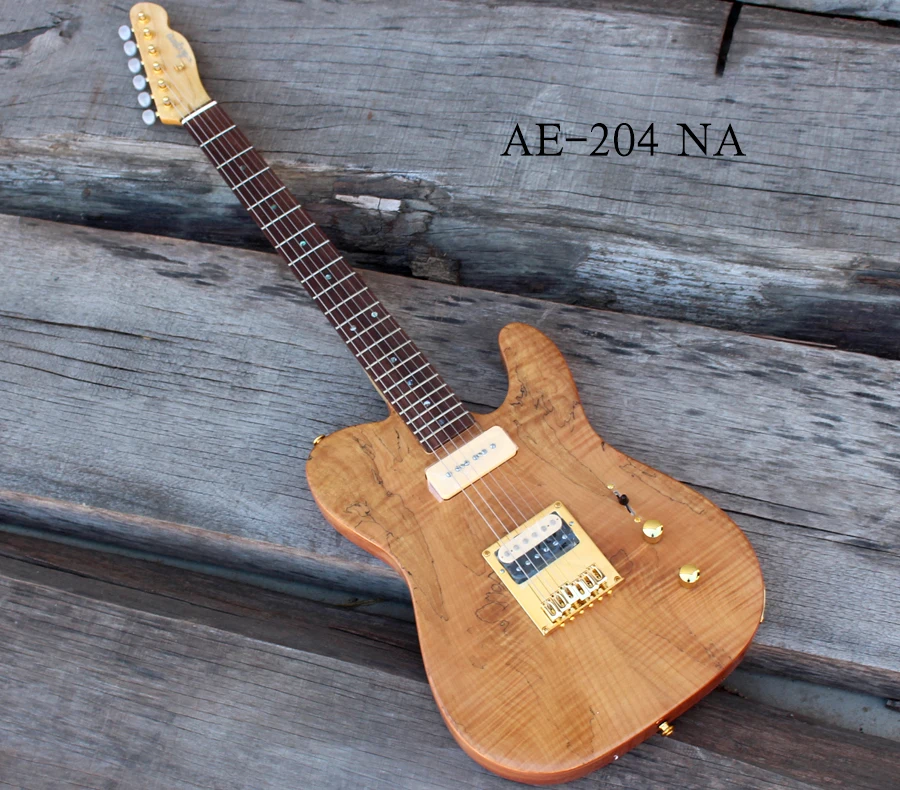 NA Acepro электрогитара, 2 шт. красное дерево и Spalted клен Топ, коричневый цвет взрыва, Абалон Точки инкрустация, золото Аппаратные средства - Цвет: NA